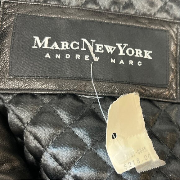 Mens Black Lamb Leather Faux Fur Collar Jacket By Marc New York - New - Picture 8 of 10